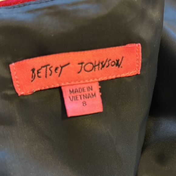 Betsey Johnson | Navy Red Gold Jacquard Leopard Print Shift Dress | 8 - Picture 13 of 16